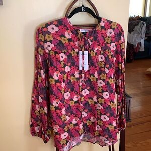 Michelle McDowell mod floral blouse.  NWT